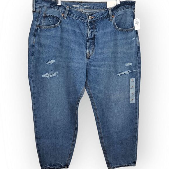 Old Navy Mid-Rise Button-Fly Slouchy Taper Non-Stretch Ankle Jeans size 18 - Picture 3 of 13